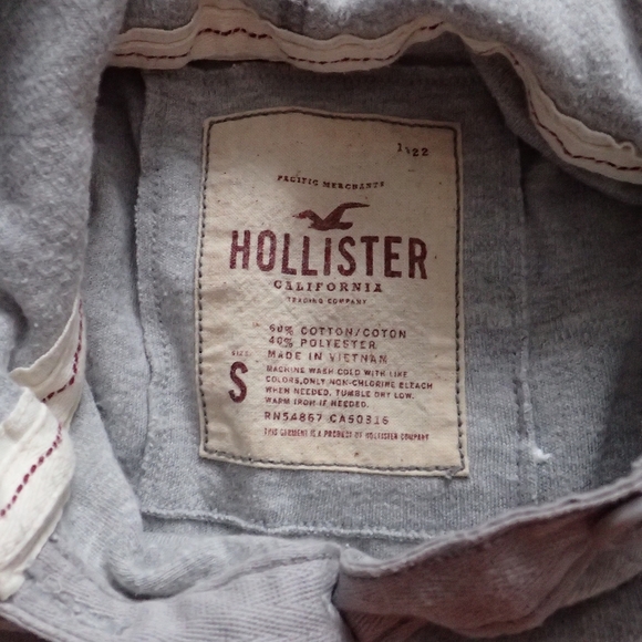 Hollister Gray Button Hooded Top S - Picture 3 of 5